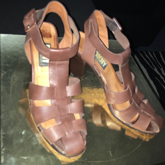 DKNY Woven Leather Sandals - Picture 1 of 8
